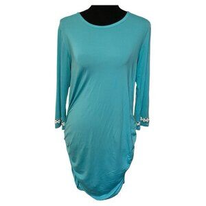 Michael Kors Mk Women Blue Aqua Turquoise Midi/ Short Dress Long Sleeve XS/S
